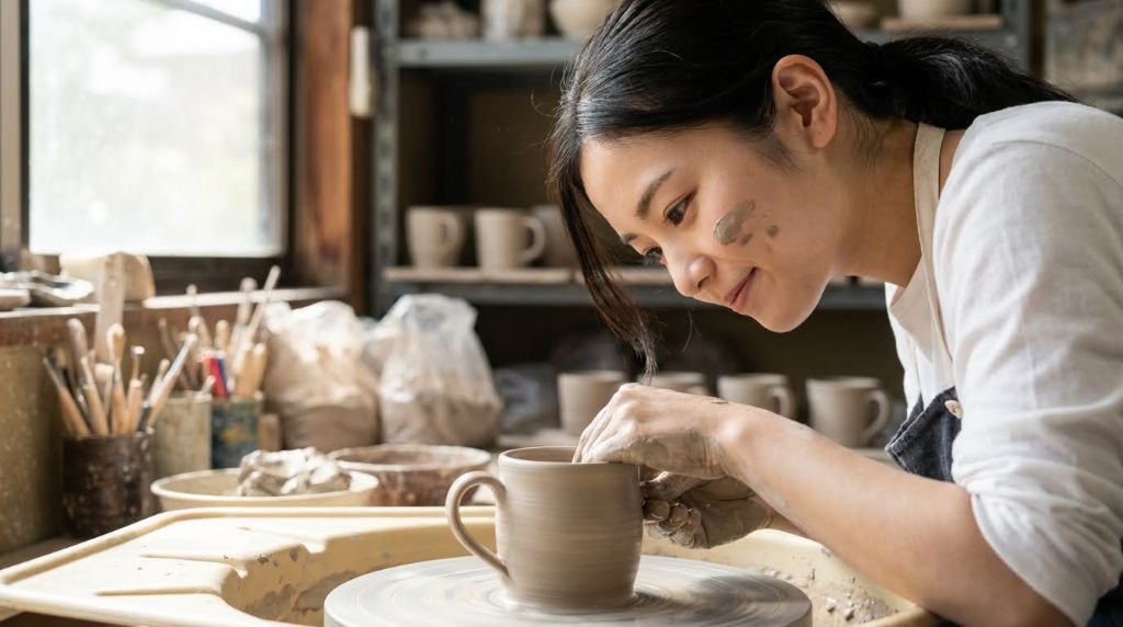 陶芸制作中