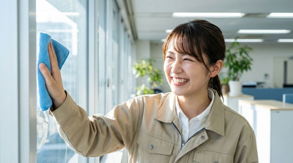 清掃作業 - 笑顔